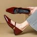Women's Mary Jane Shoes With Internal Height Increase, Patent Leather, Square Toe, Mid-heel, Slip-on Design, Suitable_vogvips.com