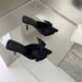 French Style High Niche Peep Bowknot Sandals Fairy Shoes New Summer Thin Heel Pointed Toe Mules_vogvips.com