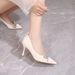 2025 New Women's Pointed Toe Bowknot Rhinestone High Heel Shallow Mouth Single Shoes European And American Style_vogvips.com