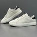 Men's Genuine Leather White Trendy Simple Low-top Casual Sneakers, European Style Men's Sho, Fashionable Versatile_vogvips.com