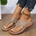 Women's Shoes Thick Soled Clip Toe Rhinestone Slippers For Women Large Size Wedge Heel Outdoor Beach Sandals_vogvips.com