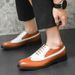 Euro Step Brogue For Men Korean Style Patent Leather Shiny Surface Office Wedding Height Increasing Formal Casual Carved Men's_vogvips.com