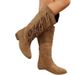 Plus Size Denim Style Fringe Riding 2024 Autumn Winter New Mid Heel Over-the-Knee Women's Boots_vogvips.com