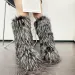 Casual Shoes Women's Winter Warm Faux Fox Fur High Fluffy Plush Lined Long Knee Boots For Lady_vogvips.com