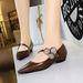 Women's pumps with metal trim shallow-cut pointed wedge heels_vogvips.com