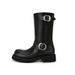 Grape Mom Autumn Winter New Metal Round Toe Color Polished Martin Belt Buckle Motorcycle Slouchy Ankle Boots For Women_vogvips.com