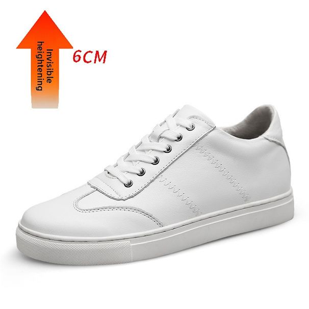 Casual Men's Inner Heightening Board Shoes Lat Bottom Round Head White Shoes Lace Up Men's Shoes Rubber_vogvips.com