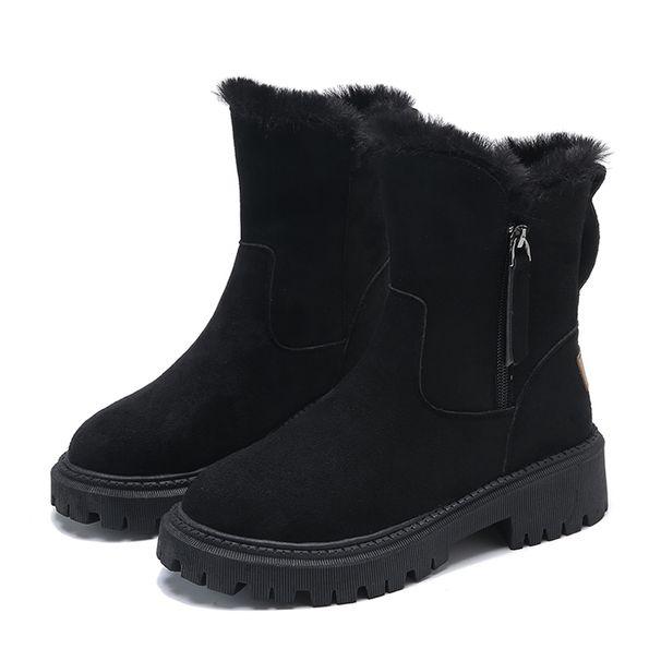 NEW Snow Boots Women Winter Warm Fashion Designer Platform Boots Non-slip Short Plush Flats Suede Shoes Mujer_vogvips.com