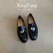 Lan Cabinet Edition ~ Vintage Lock Design Versatile Slip-On Lazy Loafers Horsebit Flat Leather Single Shoes_vogvips.com