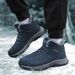 M's Winter Sports Snow Boots With Plush Warm Cotton Shoes, Windproof Lace Up Wear-Resistant Outdoor Hiking Shoes For_vogvips.com