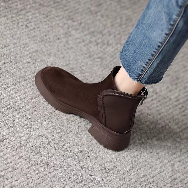 British Style Matte Short For Women Thick Sole 2024 Autumn Winter New Genuine Leather Suede Versatile Martin Boots_vogvips.com