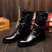 European Warm Series Spring And Autumn High-top Shoes Mid-calf Korean Style Martin Men's Pointed Toe British Fashion Fleece-lined Warm_vogvips.com