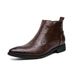 New Fashion Brown Retro Chelsea Boots Men's Pointed Toe Suit Martin Boots British Crocodile Pattern Business Men's Boots Leather Short Boots_vogvips.com
