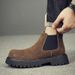 Martin Boots Men's High-top Velvet Warm Medium-top Leather Shoes Men's One-pedal Chelsea Boots Men_vogvips.com