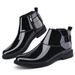 Men's British Style Korean Version Pointed Toe Business Formal Mirror Black Shoes Nightclub Casual Leather Boots Men_vogvips.com