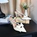 L-64 White Bowknot Pointed Toe Cross Strap High Heels For Women 2026 New Style Elegant Single Shoes_vogvips.com