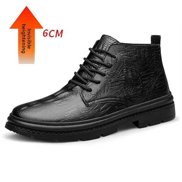 Crocodile Leather Men's Casual Leather Shoes Invisible Inner Height Increase Men's Shoes Cm Height Increase Shoes Martin Boots_vogvips.com