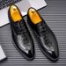 New Fashion Business Genuine Leather British Brock Men's Shoes Men's Business Formal Wear Oxford Shoes Lace-up Fashion Black Dress Wedding Derby Shoes_vogvips.com