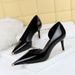 8829-A5 Style Banquet High Thin Heels, Shallow Mouthed Metal Pointed Iron Toe, Glossy Patent Leather Side Hollowed Out_vogvips.com