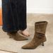 2738-3 Slim For Women Versatile Melad Mid-Calf Short Stretch Suede Single Pointed Pleated Slouch Boots_vogvips.com