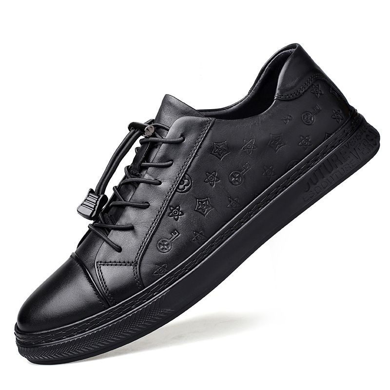 Men's Sports Shoes Irst Layer Cowhide Sot Leather Outdoor Low-top Black Board Shoes Breathable Men's Shoes_vogvips.com