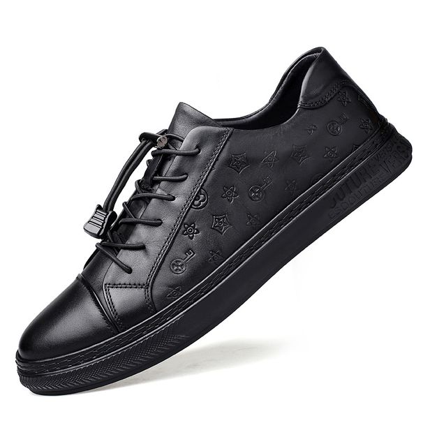 Men's Sports Shoes Irst Layer Cowhide Sot Leather Outdoor Low-top Black Board Shoes Breathable Men's Shoes_vogvips.com