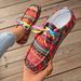Ethnic Style Women's Casual Slip-On Canvas Shoes - Colorful Lace-Up Low-Top Sneakers With Artistic Doodle Design, Breathable & Comfortable_vogvips.com