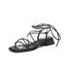Sheepskin Flat Square Toe Design Strap Sandals For Women 2024 Summer New Comfortable_vogvips.com