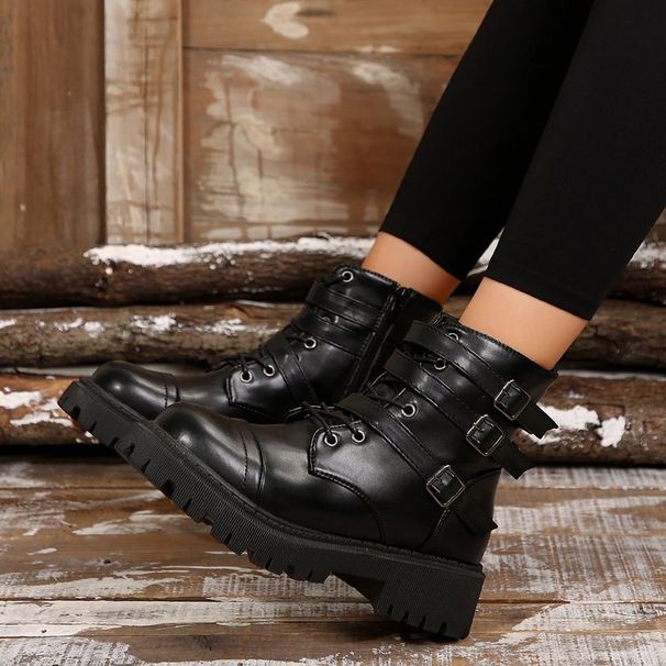 Plus-size Retro Martin Boots For Women, 2025 New Autumn/winter Style, European/American Fashion, Motorcycle Boots, Snow Boots_vogvips.com