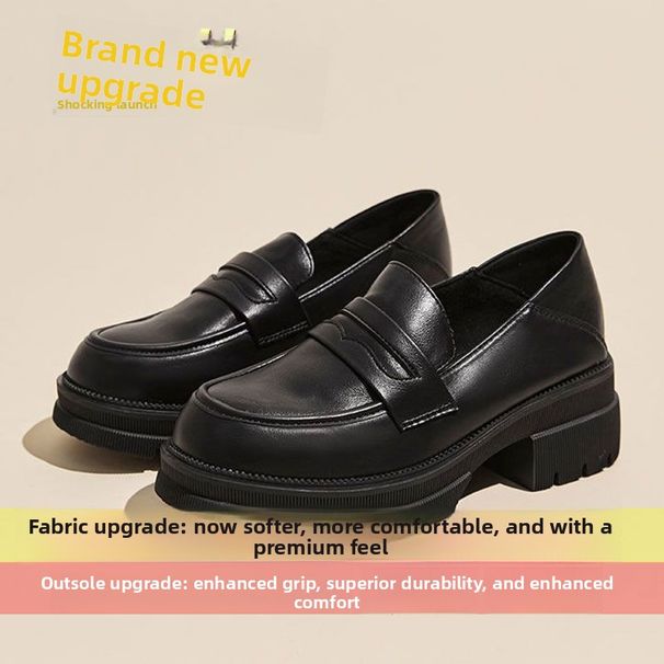 Platform Loafers Women's Single Shoes JK Muffin Shoes Heightening Work Small Leather Shoes_vogvips.com