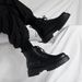 European Warm Series Martin Autumn Winter New British Style High Top Work Boots Height Increasing Leather Black Men's Shoes With Fleece_vogvips.com
