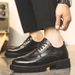 Euro Step Casual Fashion Derby Men's Small Brogue Genuine Leather Height Increasing Wedding Groom Shoes_vogvips.com