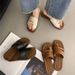 Minimalist Style Toe-Open Outdoor Slippers For Women 2026 New Summer Korean Retro Vacation Slip-On Roman Sandals_vogvips.com