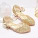 Girls' high heels New children's performance shoes gold and silver with dress runway glass shoes large child princess shoes_vogvips.com