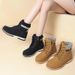 Vintage Style Women's Ankle Boots With Zipper - PU Leather Work Boots For Women - Comfortable Round Toe Casual Shoes (Sizes 36-42, Black/Yellow)_vogvips.com