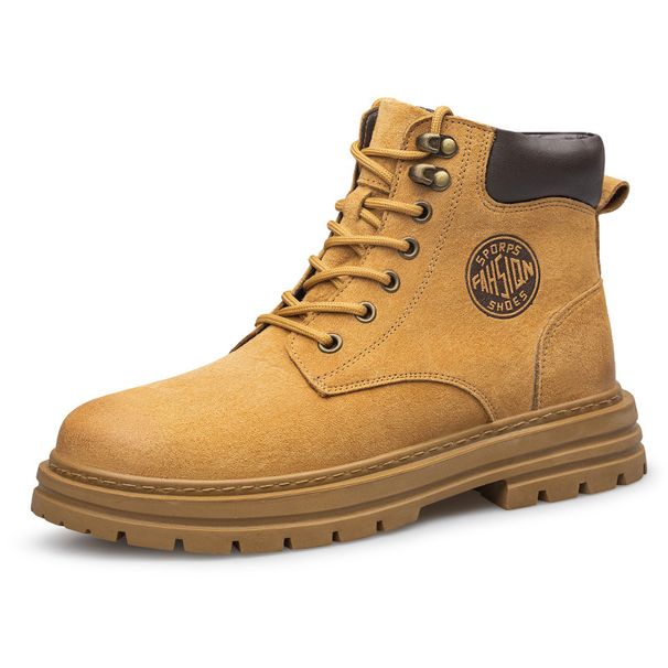 Top Leather Thick-soled Large-size Martin Boots Men's Rhubarb Boots High-top Outdoor Tooling Boots Velvet Men's Short Boots_vogvips.com