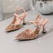 High-end Wedding Party Women's Shoes, Summer Lace Stiletto Sandals, Rhinestone High-heeled Shoes With Shoe Buckle_vogvips.com