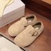 Women's Winter Fleece Cotton Shoes 2025 New Style Versatile Bean Shoes Flat Shoes_vogvips.com