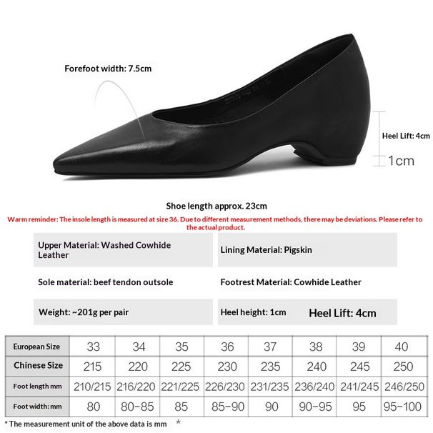 Cameido Water Washed Cowhide French Style Pointed Toe Low Cut Elevator Office Shoes For Spring_vogvips.com