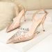 Simple Pointed Toe Pumps Transparent Rhinestone Fashion Sandals Fine Heels Air Lady Shoes_vogvips.com
