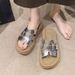 Slip-On For Skirts, Non-Slip Beach Sandals, Women's Summer Outdoor Wear 2025 New Thick-Soled Silver Sandals_vogvips.com