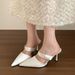 Chuyuji French-style Closed-toe Sandals For Women, Summer Backless Stiletto He, Elegant Socialite Pointed-toe High_vogvips.com