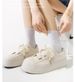 Women Bow Knot Wide Laces Platform Canvas Sneakers, Round Toe Chunky Thick Sole Casual Skate Shoes, Soft Breathable Upper Lightweight Trainers_vogvips.com
