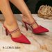Shoes Women's High Heeled Sandals Red Stilettos Fashionable Buckle Diamond Pointed High Heeled Sandals Sexy Simple Women's Shoes_vogvips.com
