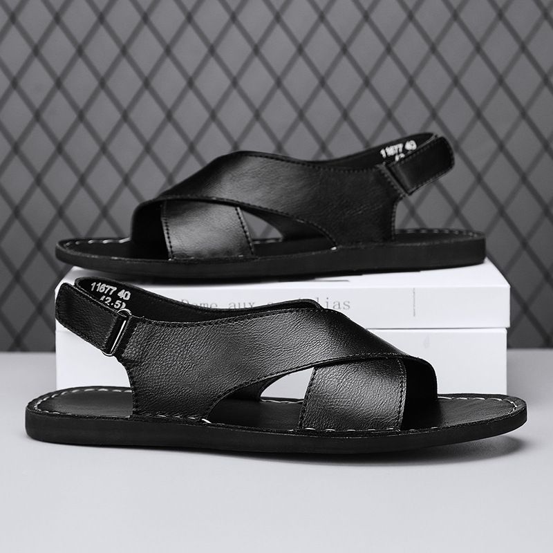 Hot Selling Sandals Summer Plus Size 48 New Made Of Genuine Leather, Men's Breathable Open Toe Outdoor Beach Shoes_vogvips.com
