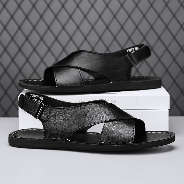 Hot Selling Sandals Summer Plus Size 48 New Made Of Genuine Leather, Men's Breathable Open Toe Outdoor Beach Shoes_vogvips.com