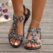 Large Size Hollow Flat-bottomed Rhinestone Sandals Bohemian Comfortable Women's Shoes Summer_vogvips.com
