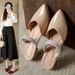 French Style Pointed Toe Mules Summer 2025 New Fashionable Shiny Flat Sandals For Women_vogvips.com