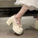 MTX Mary Jane High Heels For Women 2026 New French Versatile Elegant Chunky Heel Single Gentle Style Bridesmaid Shoes_vogvips.com