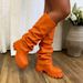 2026 Women's Metal Platform Boots Round Toe Thick Sole Knee High Boots Motorcycle Nightclub Cosplay Halloween Decorative Shoes For Women_vogvips.com